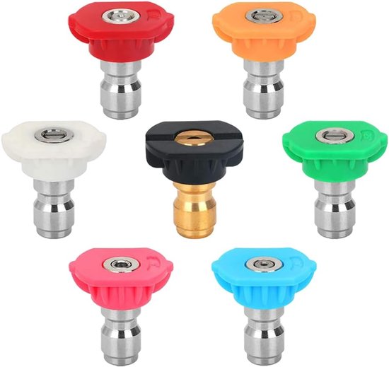 7 Stuks Hogedrukreiniger Sproeikopuiteinden - Quick Release Drukmondstuk Tips voor Tuin en Auto Reiniging van Merkloos	