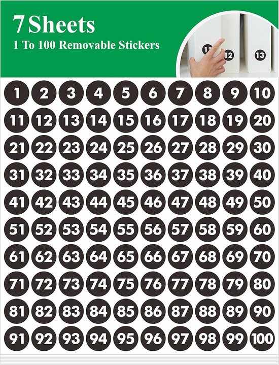 700 stuks ronde cijferstickers - opeenvolgende zwarte vinylnummerlabels - 1 - 100 zelfklevende stippennummerstickers voor binnen - buiten - kantoor - klaslokaal - opslag - organisatie - dozen en meer (elk 2,5 cm) van Merkloos	