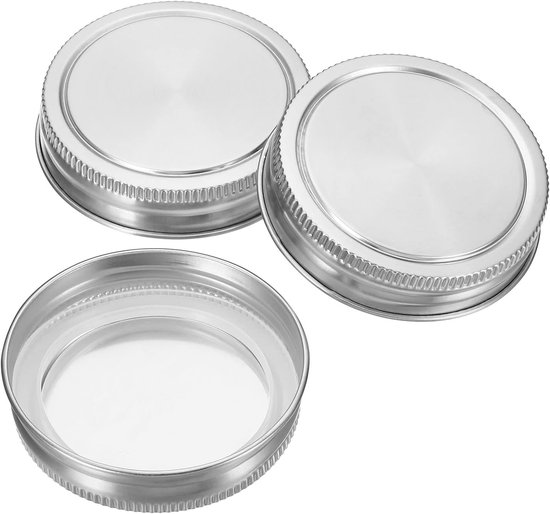 70mm Plain Mouth Stainless Steel Mason Jar Lids - 1Set/3 Pack Canning Jars Caps met Silicone Sealing Ring - Keukenopslag van Merkloos	