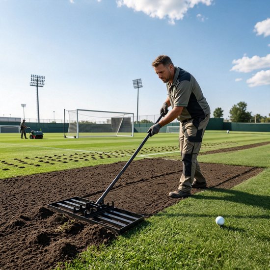 75x25cm Rasenrakel Voor Sanden En Abzetten, Rasen Nivellierreken, Rasenwerkzeug, Vlakkenebner, Levelingrake, Leveler Voor Het Niveau Aanpassen Van Het Gras In De Tuin, Met Een Ergonomische Greep, Geschikt Voor Tuin, Golfbaan En Hinterhof, Greep