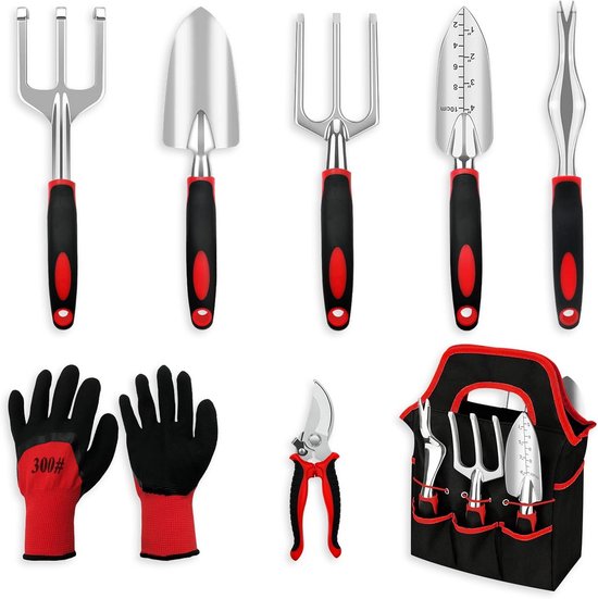 8-Delige Set Tuin Gereedschap Aluminium Heavy-Duty - Ergonomisch Tuinset voor Dames en Heren