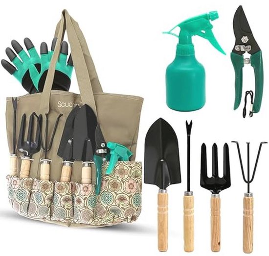 8-delige Tuinaccessoireset met Organizer - Ergonomisch Tuingereedschap Set voor Graven, Harken, Scheppen, en Snoeien - Perfect als Cadeau voor Tuinliefhebbers van Merkloos	
