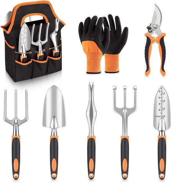8-delige tuingereedschapset, complete tuinset, tuincadeau, inclusief opbergtas. van Esschert Design