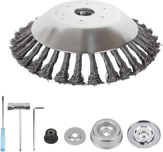 8" Grastrimmer Snijkop - Tuin Grasmaaier - Kegel Staaldraad Wiel - Onkruidborstel - Zeer Efficiënt Strimmer Draad Borstelkop - Geknoopte Draad Voor Dik Gras En Onkruid Snijden van NimArts