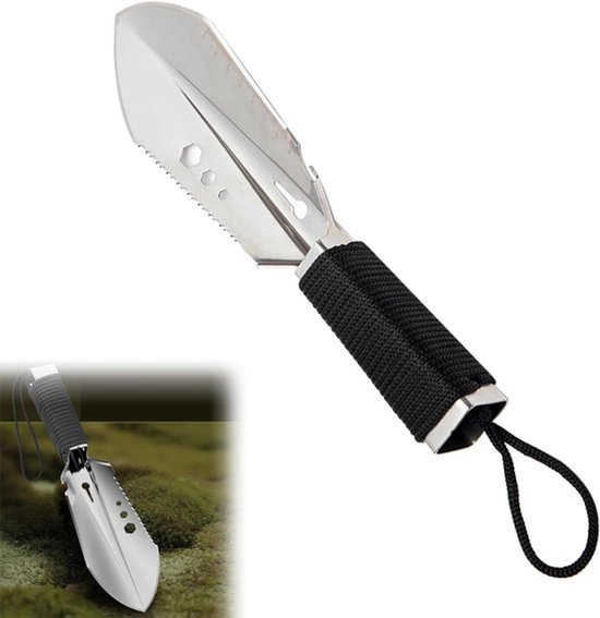 8-in-1 Multitool Campingschep - Tuinschep, Militaire Schep, Wandeltroffel, Tuintroffel, Backpacking Schep, Wandelen Spade - Survival Schep voor Outdoor Avonturen - Camper Accessoire (1 stuk) van Presch