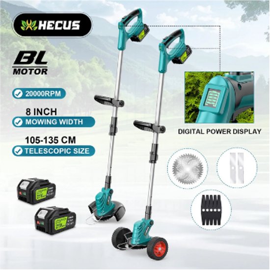 8 Inch Borstelloze Elektrische Grasmaaier Draadloze Grastrimmer Verstelbare Tuinsnijder voor Makita 18V-2 Battery.