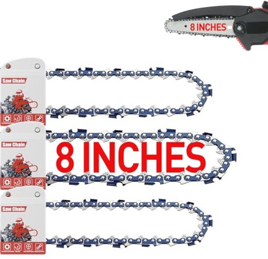 8 inch Zaagkettingen - 3-pack van 20 cm, 1,1 mm, 1/4 inch LP Kettingen voor Kettingzagen van Merkloos	