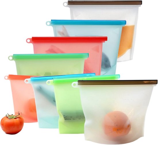 8 Pack Leakproof Lunch Packs - Reusable Freezer Bags - Silicone Food Storage Bags met Stand Bottom Design voor het Opslaan van Groenten - Melk - Snacks - Vlees van Merkloos	