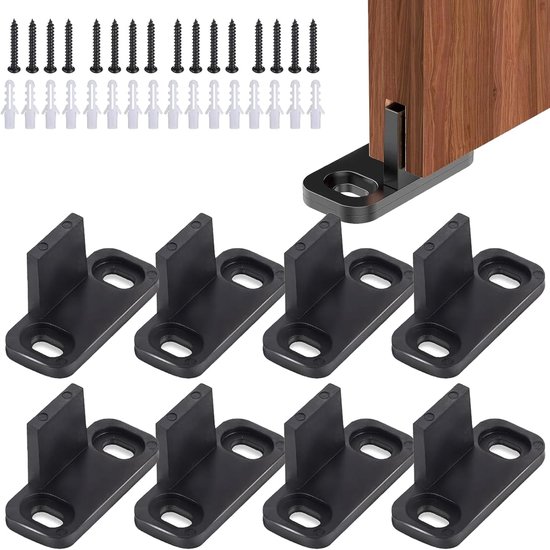 8 Pcs Sliding Door Guide - Bottom Floor Guide - Sliding Door Clip - Bypass Door - Cabinet Door - Sliding Cupboard - Zwart van Merkloos	