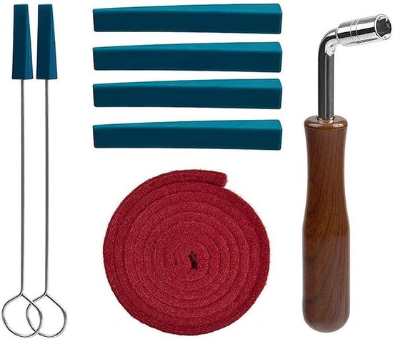 8-Piece Piano Tuner Tool Set - Piano Tuner Set - Tuning Wrench - Hammer - Tuning Cord - L Shape Tuning Hammer - Dampers - Piano Accessories van Mudder