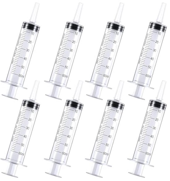8 stuks 60 ml grote spuiten - Herbruikbare kunststof doseerspuiten voor laboratoriumgebruik van Merkloos	