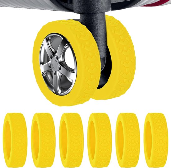 8 Stuks Bagagewieldoppen, Bagagewielbeschermer met Een Diameter van 5,3cm Siliconen Bagage Spinnerwieldoppen voor de Meeste Bagage met 8 Zwenkwielen (Geel) van Skymico