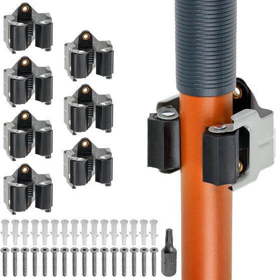 8 stuks Bezemhouder Dweil en Bezem Ophangsysteem Gereedschap houder voor bezems schoppen & tuingereedschap Wandhouder Verenstaal Grijs van Merkloos	