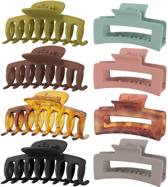 8 Stuks Grote Haarklem voor Dames en Meisjes, Antislip Hair Claw Clip Haarspelden Haar Clips voor Dik Fijn Lang Haar -Stijl D