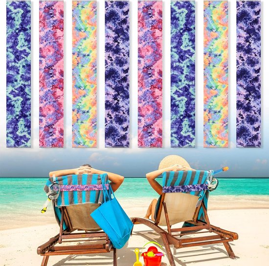 8 stuks handdoekbanden voor strandstoelen - cruise handdoekclips - lounge handdoekriemhouder - elastisch winddicht - strandaccessoires voor de zomer - elegante stijl 20 x 30 cm van Merkloos	