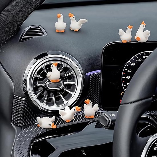 8 stuks Miniatuur Dieren Set - Grappige Gans Auto Dashboard Accessoires en Interieur Decoratie van Merkloos	