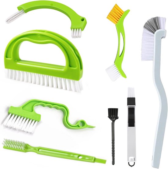 8 stuks voegenreinigingsborstelset, multifunctionele voegenborstel, hoekreinigingsborstel, reinigingsborstelset - ShopVlot