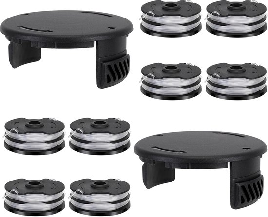 8 trimmerspoelen + 2 spoelkappen geschikt voor Parkside 13600210 — Reserveonderdelen voor Parkside-trimmers (compatibel met LIDL PRTA 20-Li C3 A1B2, PRT 550 A1 A3, PRT 300 A1)-8*8*3.5cm