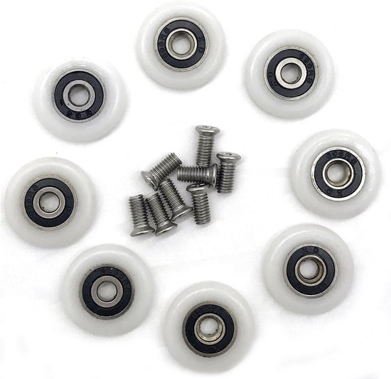 8 x douchedeur wielen - rollerwielen - 25 mm - vervangingsonderdelen - accessoires van Merkloos	