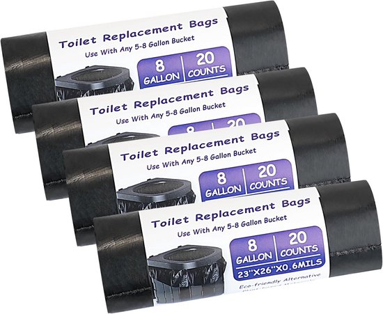 80 Stuks Composteerbare Toiletzakken 8 Gallon (30L) - Draagbaar & Bio-afbreekbaar voor Camping en Vuilnis van Merkloos	