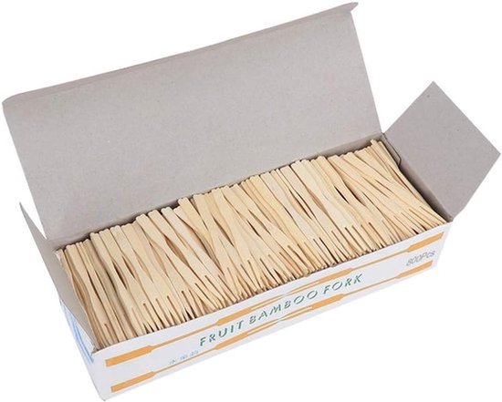 800 stuks houten vorken, hapjesvorken, wegwerp mini-voedselprikkers met dubbele tanden, fruitcocktailvorken voor hapjes, cocktails, fruit, gebak en dessert