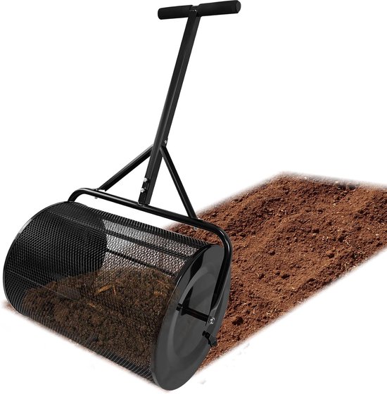 80L compoststrooier voor gazon Veenmosstrooier met spons T-handgreep Metaal & netmand Meststrooier Bovengrondstrooier Ø40x65cm Zaadstrooier Draagbare tuinstrooier voor topdressing Planten NAIZY van Merkloos	