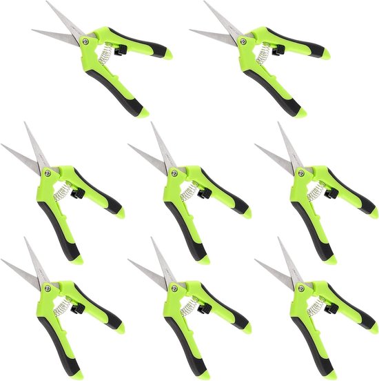 8PCS 6.5 Inch Groene Tuinscharen - Snoeischaren - Rechte Punt Knipknipper RVS Messen - Microtip Hand Snoeischaren voor Tuin en Gras