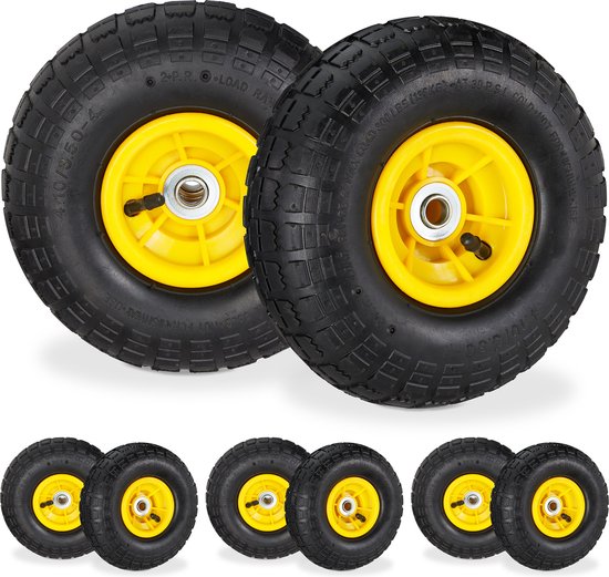 8x steekwagenwiel 260x85 - bolderkarwiel - luchtband - reservewiel - 4.1/3.5-4 van Merkloos	