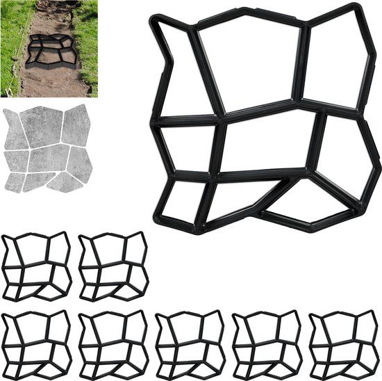 8x tuinpad mal - beton gietvorm - tuintegel mal - sierbestrating - cement van OnePlace.