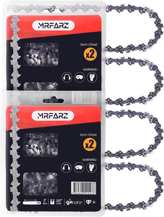 9-delige Kettingzaagketting Set 8 Inch 3/8lp .043