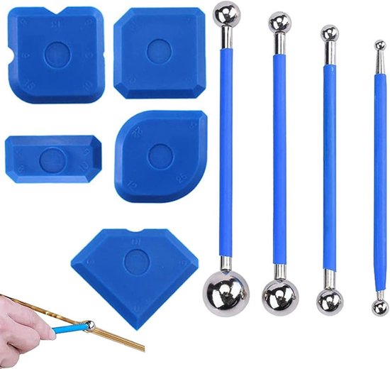 9-delige Siliconeset voor Tegels, Inclusief Schrapers en Voegenversteviger voor Badkamer en Keuken