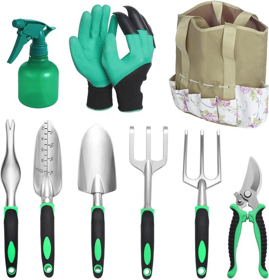 9-delige Tuingereedschapsset met Tuinhandschoenen - Perfect als Tuin Cadeau voor Vrouwen en Tuinliefhebbers