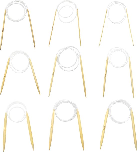 9 maten rondbreinaalden - bamboe set - dubbele puntige breinaalden - natuurlijke bamboe rondbreinaalden voor beginners en professionals - 2,5/3,5/4,5/5,5/6/7/8/9/10 mm van Merkloos	