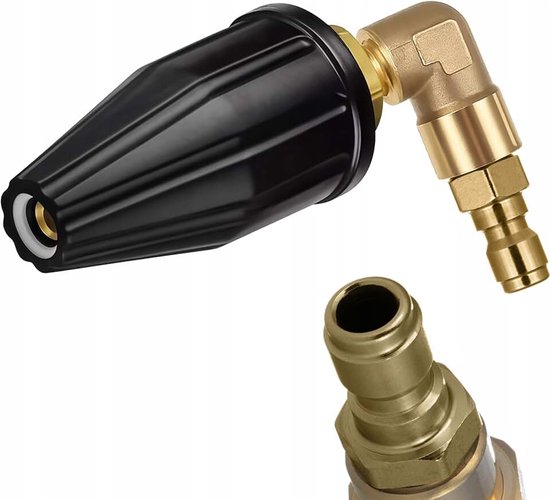 90° hoek rotatiemondstuk - 1/4 inch snelkoppeling | 180 bar, 8 l/min, 60 °C | voor ondervloer, pleisterwerk, gevel, terras | hogedrukreiniger-accessoires