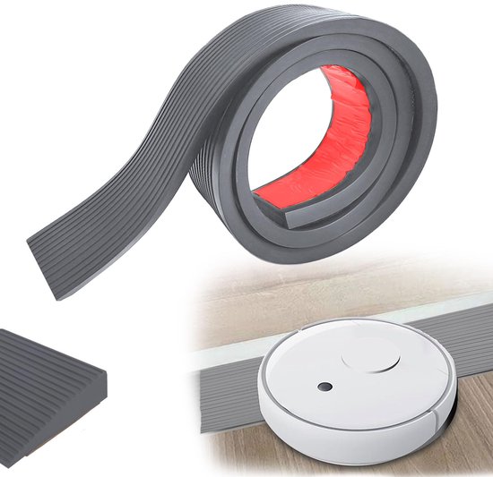 90 x 8 x 2 cm, deurdrempeloprijplaat, pvc-rolstoelhelling, antislip oppervlak, rubberen oprijplaat, drempelhelling voor rolstoel, kinderwagen, rollator of e-scooter, grijs