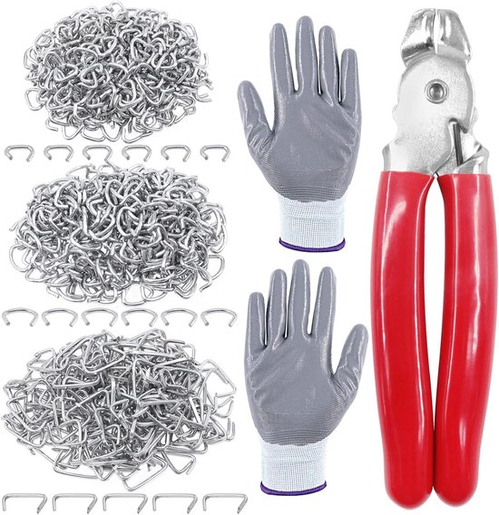 902pcs pig ring pliers met 900pcs staalringen - voor bekleding - schermen - doe-het-zelf knutselen - meubels - en meer van Merkloos	