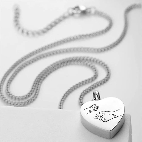 925 sterling zilveren hond urn ketting voor dames en heren, hart huisdier poot crematie as gedenkteken aandenken hanger gegraveerde handdruk, hond,