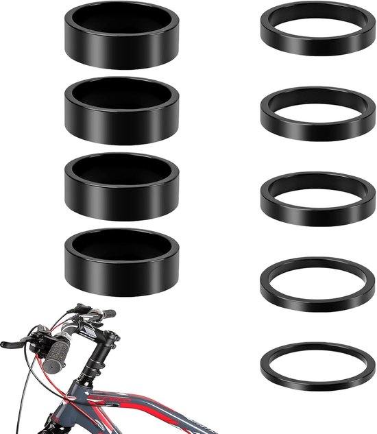 9pcs Bicycle Stem Spacer Set - 1 1/8 Inch Aluminum Spacer - Handlebar Bell Spacer - Headset Spacer Set (2/3/5/10mm) van Vbestlife