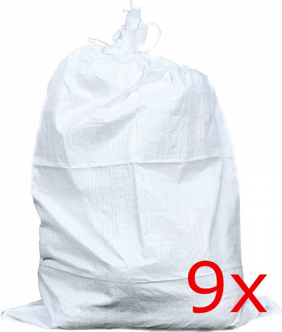 9X Puinzakken PP polypropyleen 55x66cm 70g/m2 40KG grind stenen puin zak tuin sterke afvalzak van Stronghold