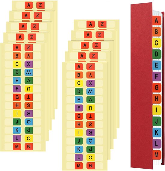A-Z Alfabetische indextabs, 260 stuks zelfklevende alfabettabs, verdelers, veelkleurig 1 inch alfabettabs, inhoud indexverdelers, kleverige alfabetische bindmiddelverdeler voor notitieboek, van Merkloos	