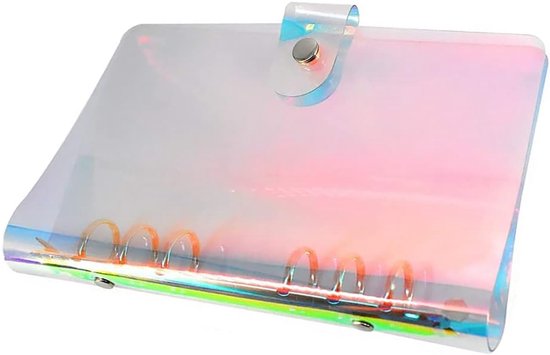 A5 6-Ring Rainbow Ring Binder, Transparent, Refillable Paper PVC Notebook Cover, Loose Leaf Personal Planner Folder, Pack of 1 van Merkloos	