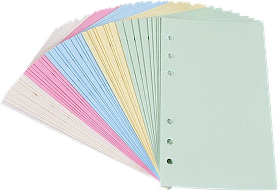 A5 kleurrijke 6-gaats geperforeerde gelinieerde vullingen inserts papier, 5-kleuren losse blad planner vulpapier, 50 vellen/100 pagina's van Yooside