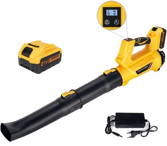 Aafinity Bladblazer - Bladblazer met accu - 6 snelheden - zwart met geel - 21V van Aafinity