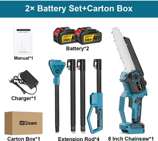 Aafinity Elektrische Snoeischaar - Kettingzaag - telescopische paal - Draadloos - 18V batterij - inclusief 2 batterijen en oplaadsnoer van Merkloos	