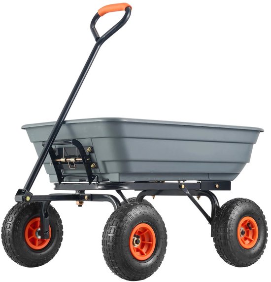 Aafinity Kruiwagen - Steekwagen - kan tot maximaal 272 kg belast worden - Grijs - 4 Wielen - Eenvoudig te monteren - Easy-grip handvat van Merkloos	