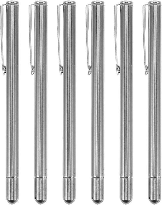 Aanwijsstokken Docenten - Telescopische Pen - Presentaties Geven - Uitschuifbaar tot 50cm - 6 Stuks - Zilver