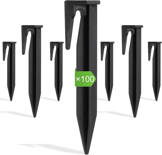 Aardpennen voor robotmaaier, begrenzingskabel, 100 stuks, haken, grondpennen, spijkers, haringen voor begrenzingsdraad, haken, begrenzingskabel, compatibel met Gardena, Husqvarna, Worx, Bosch van Merkloos	