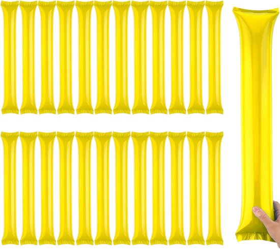Abeillo 24 stuks Bam Bam opblaasbare sticks, Thunder Sticks, Dikke Cheering Boom Sticks, Team Spirit Sticks, Opblaasbare Kunststof Boom Geluidsmaker voor sportevenementen en dans (geel) van Merkloos	