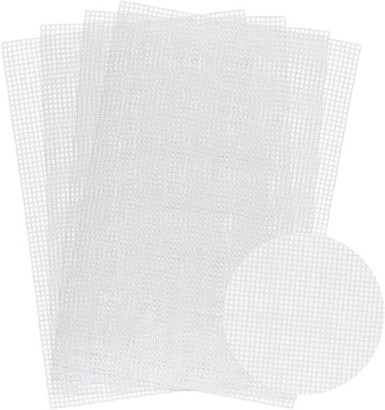 Abeillo 4 stuks 4 stuks plastic mesh canvas vellen voor borduurwerk, Fursuit Eye Mesh, kunststof naaldpunt canvas voor knutselen doe-het-zelf, gebreide haakprojecten (wit, 11,8 x 7,9 cm) van Merkloos	