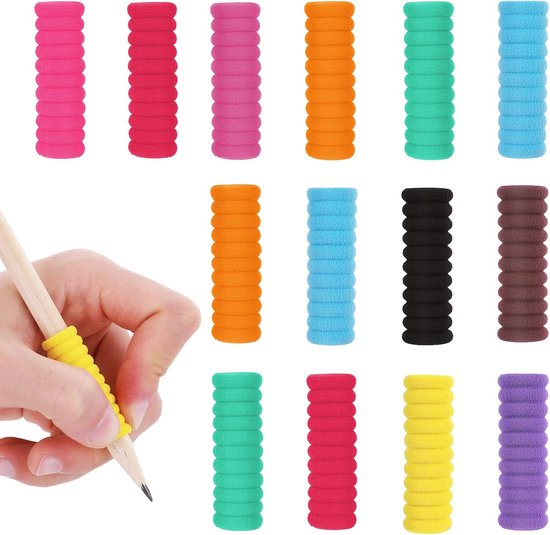 Abeillo 50 stuks schuimpotloodgrepen voor kinderen, handschrift, houdingcorrectie, schrijfhulp, pen, trainer, ergonomische schrijfpotloodgreep voor kinderen, kinderen en volwassenen (veelkleurig) van Abeillo